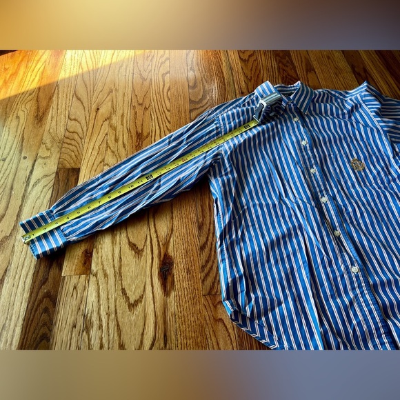 Lauren Ralph Lauren Women’s Size 10 Embroidered Crest Logo Striped Cotton Shirt - Picture 8 of 11